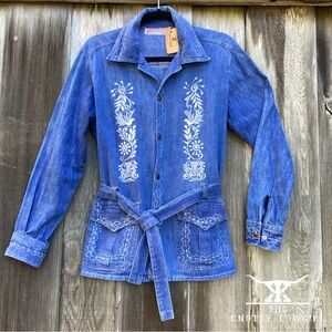 Denim Embroidered Shirt Jacket